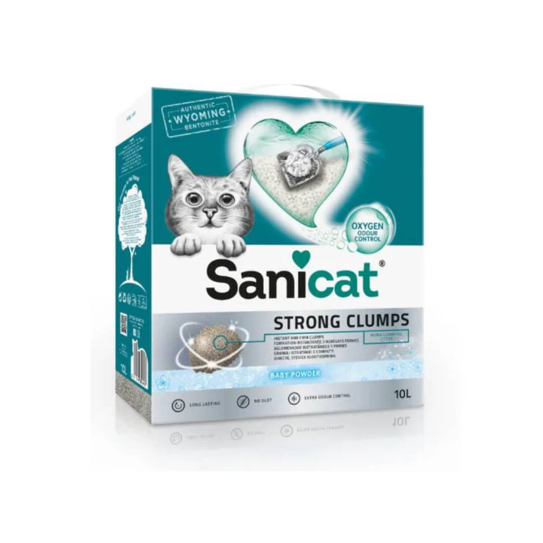 Sanicat Strong Clumps Cat Litter – Baby Powder Scent (10L)