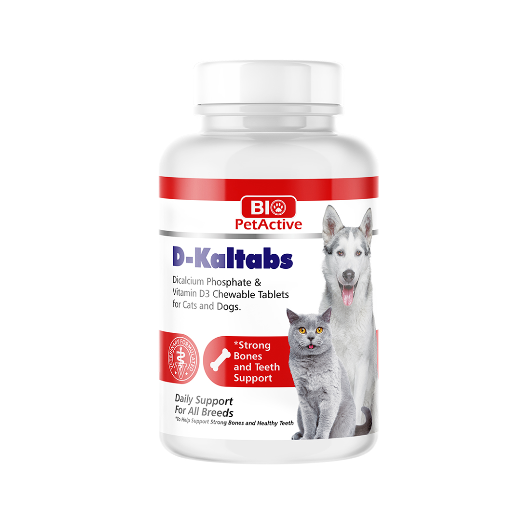 Bio PetActive D-Kaltabs – Dicalcium Phosphate & Vitamin D3 Chewable Tablets for Cats and Dogs