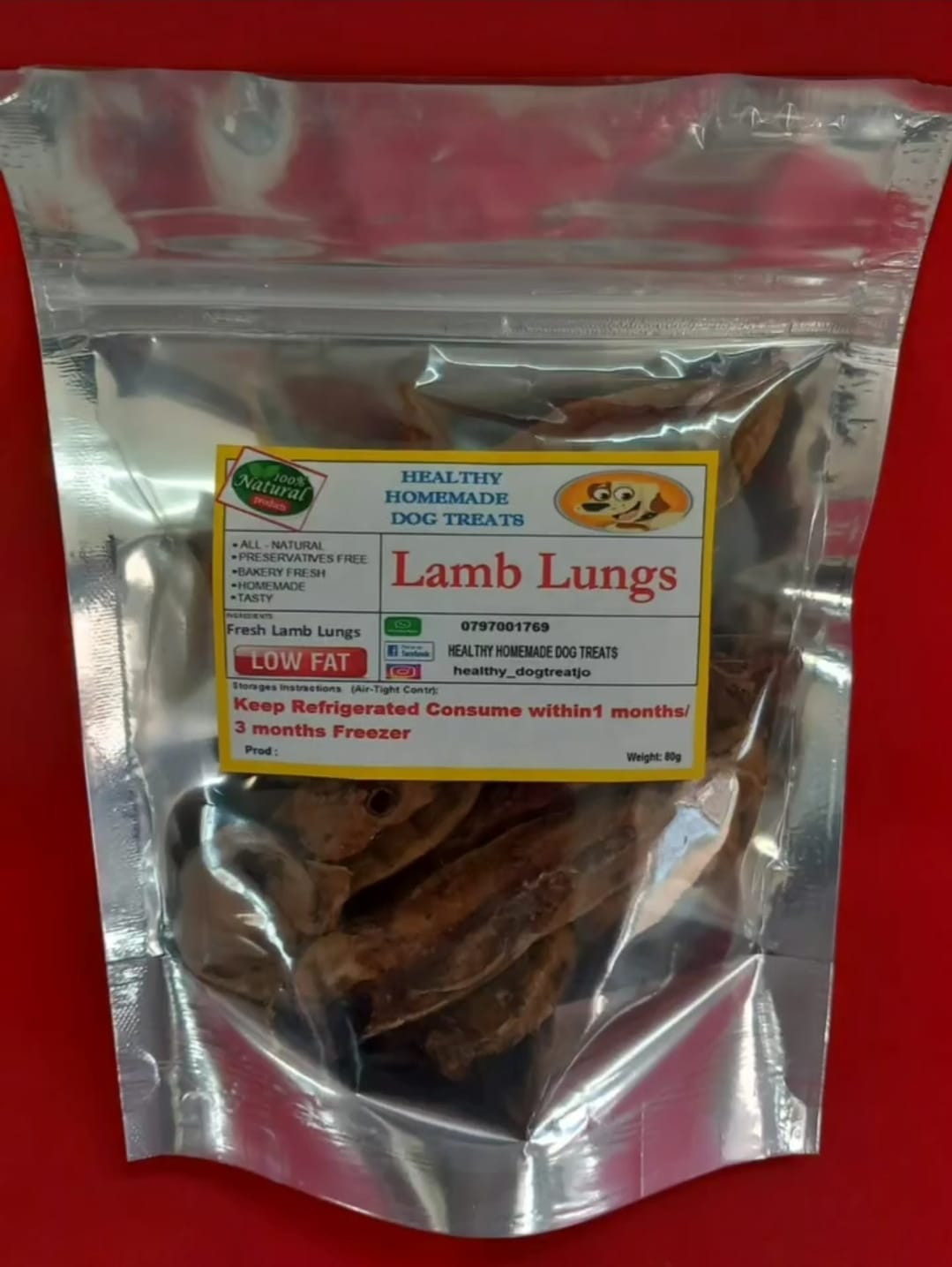 Lamb Lungs – 100% Organic Dog & Cat Treat