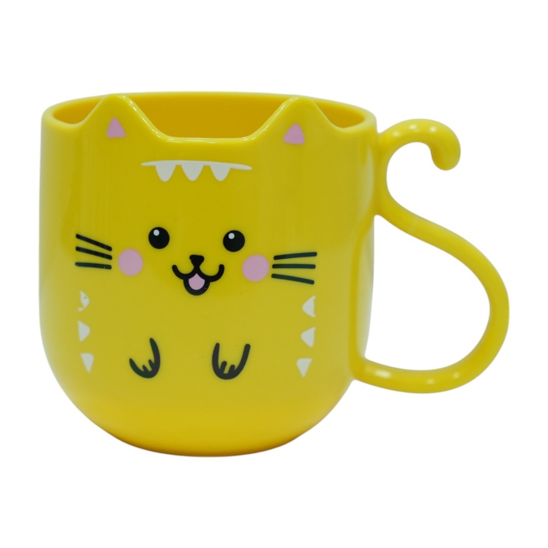 Kawaii Cat Mug for Boys and Girls – Yellow (360ml)