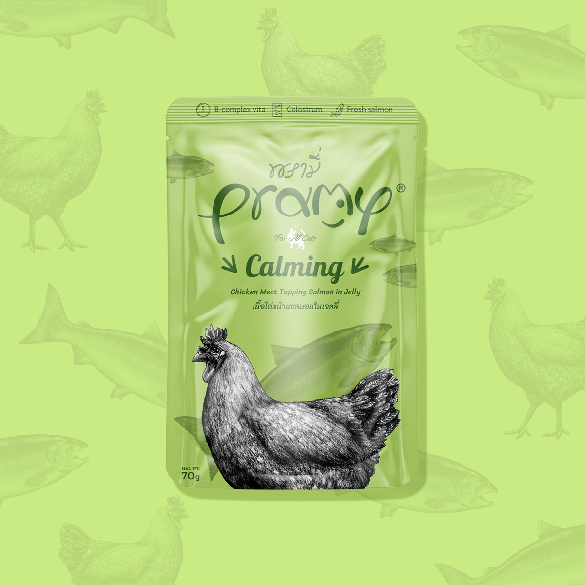 Pramy Calming Chicken Topping Salmon in Jelly Recipe