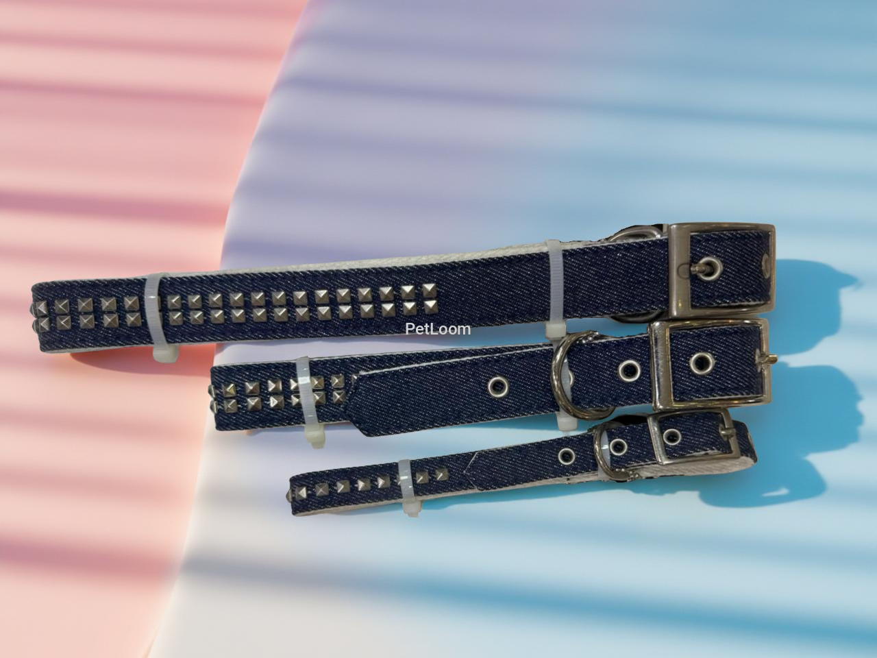 Denim Studded Dog Collar