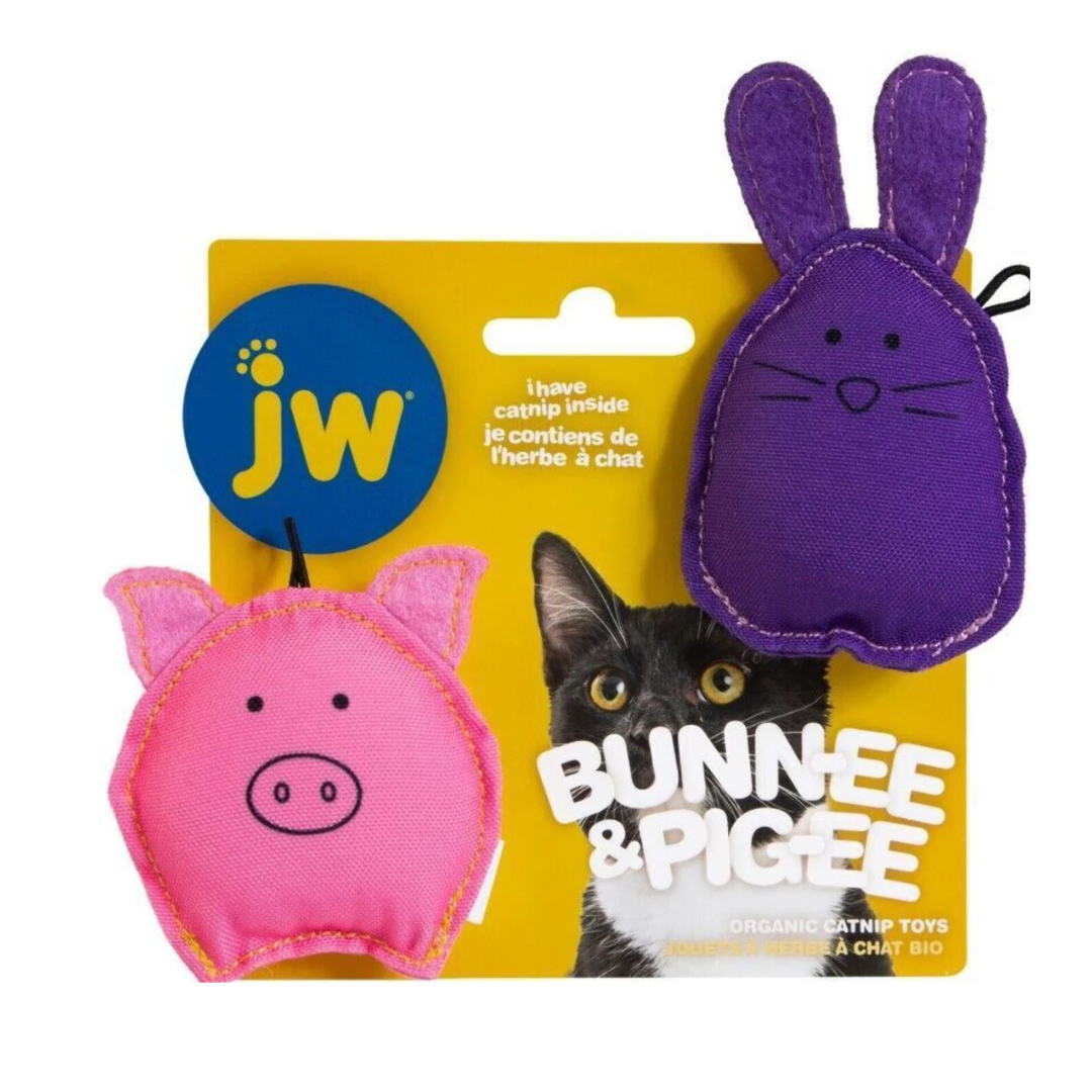 JW Bunnee & Pigee – Organic Catnip Cat Toys (2 Pieces)