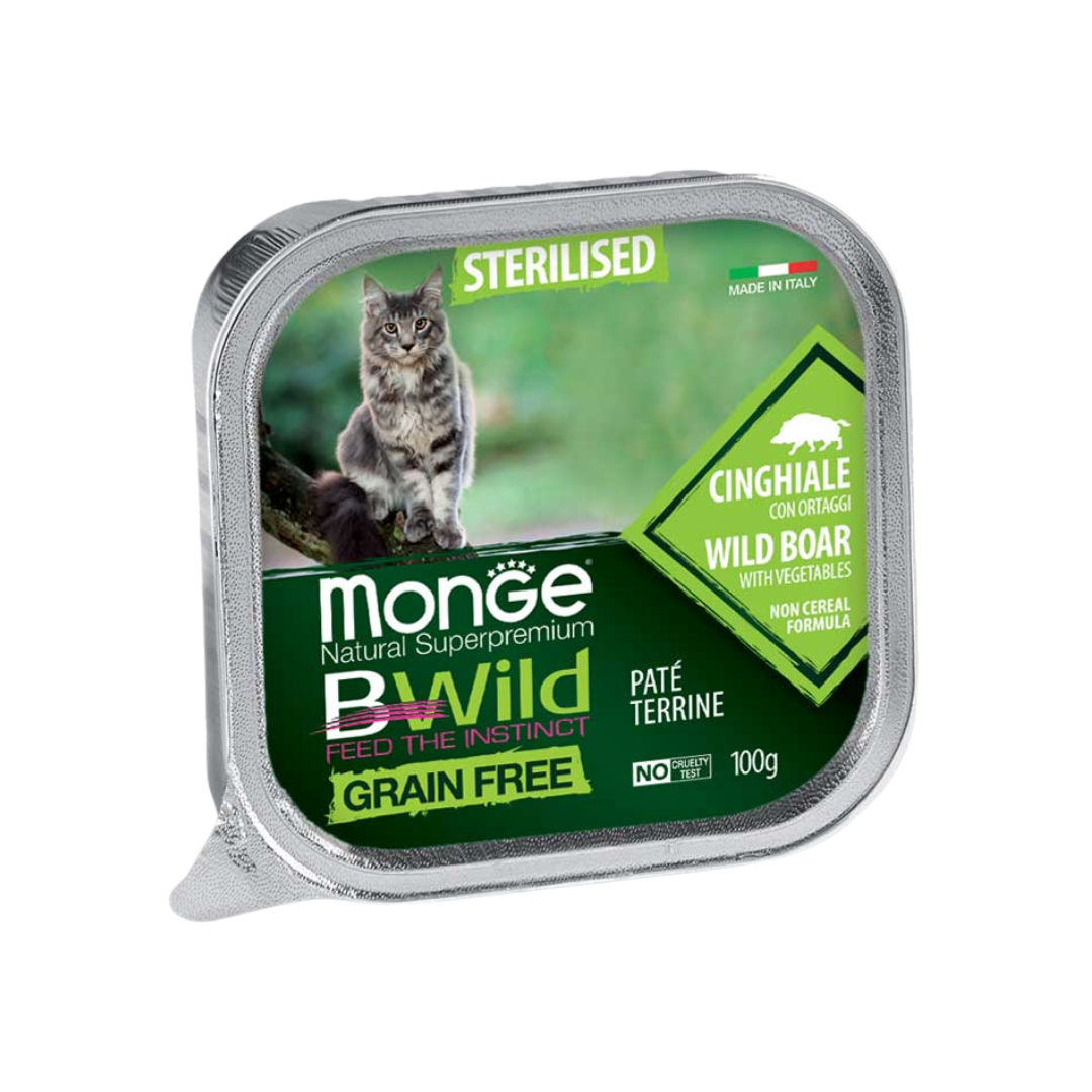 Monge Natural Super Premium Bwild Grain Free Formula Sterilised Cat Paté Terrine Wild Boar with Vegetables