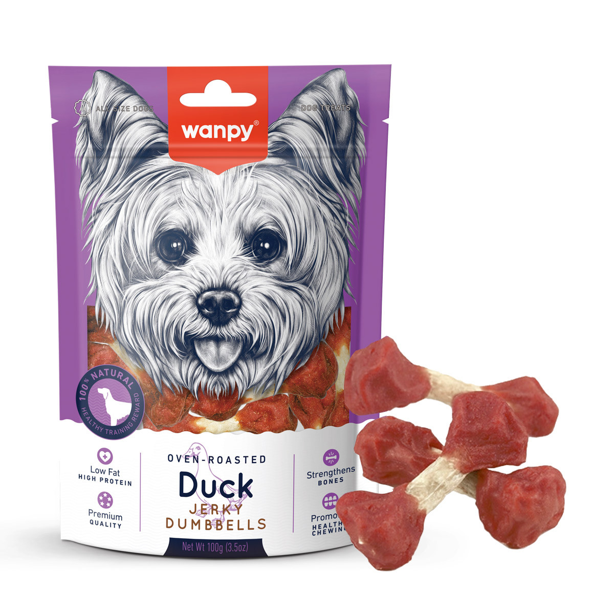 Wanpy Duck Jerky Dumbbells 100gm