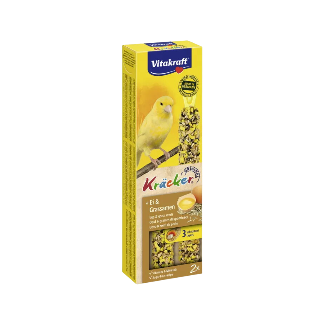 Vitakraft Kräcker – Egg & Grass Seeds Snack Sticks for Canaries (2 Pieces)