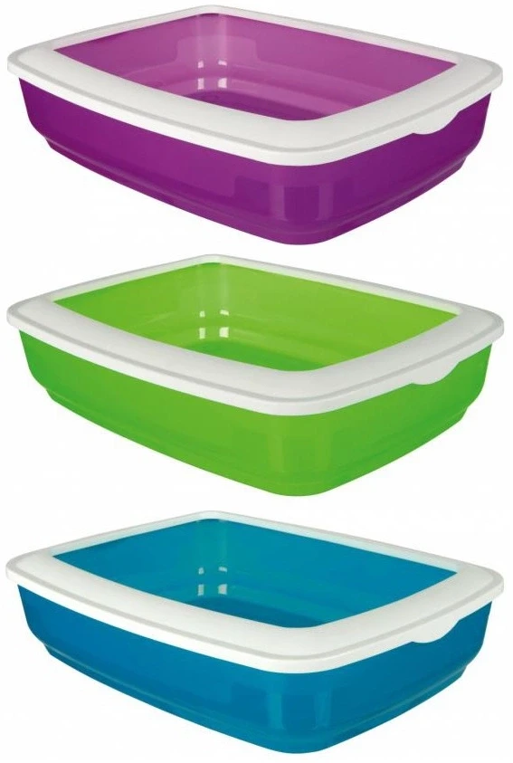 Open Cat Litter Tray with Rim – Multiple Colors