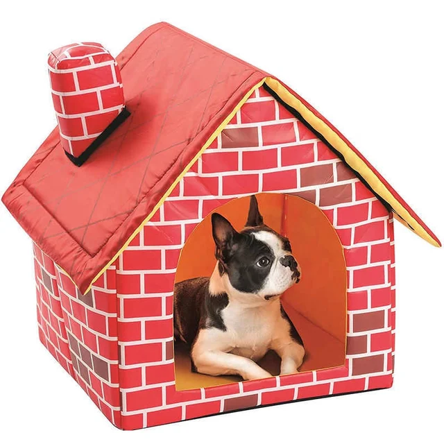 Cozy Brick House Pet Bed – Indoor Foldable Shelter