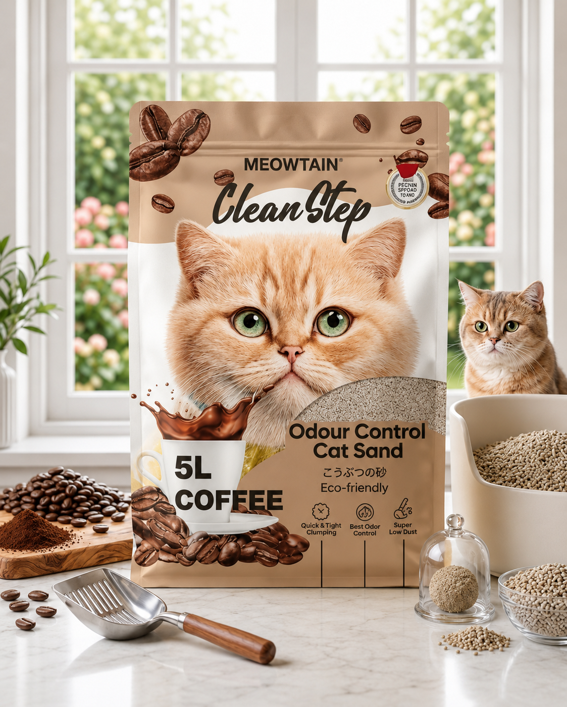 Meowtain Clean Step Coffee Odour Control Cat Sand 5L