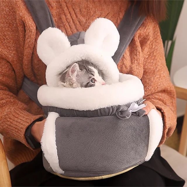 Plush Bunny-Eared Pet Carrier Backpack