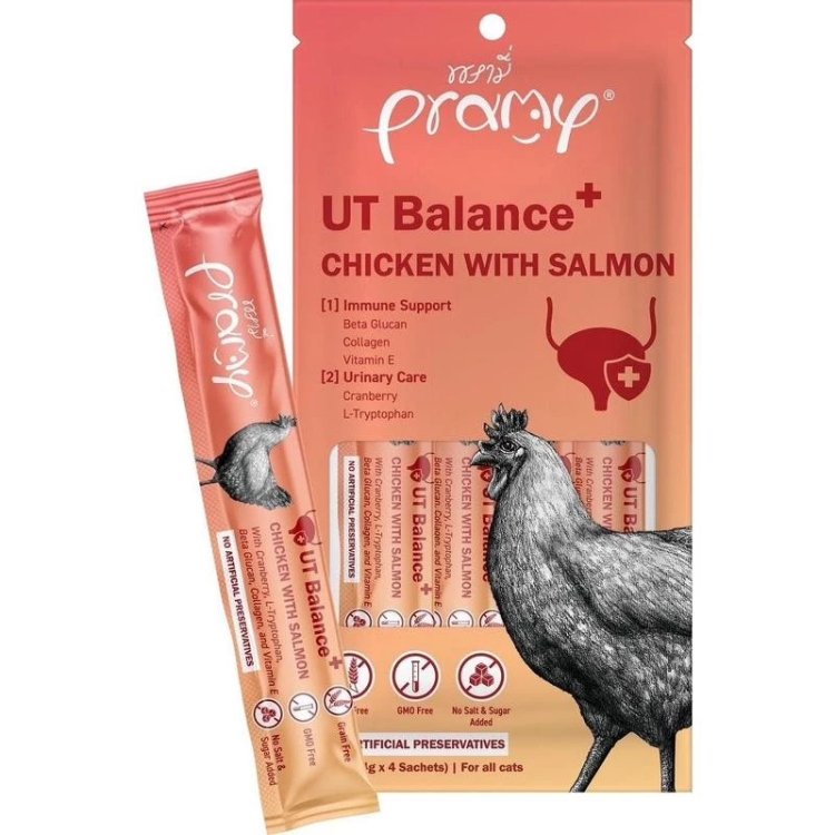 Pramy UT Balance+ Chicken with Salmon – Cat Supplement Treats (4 x Sachets)