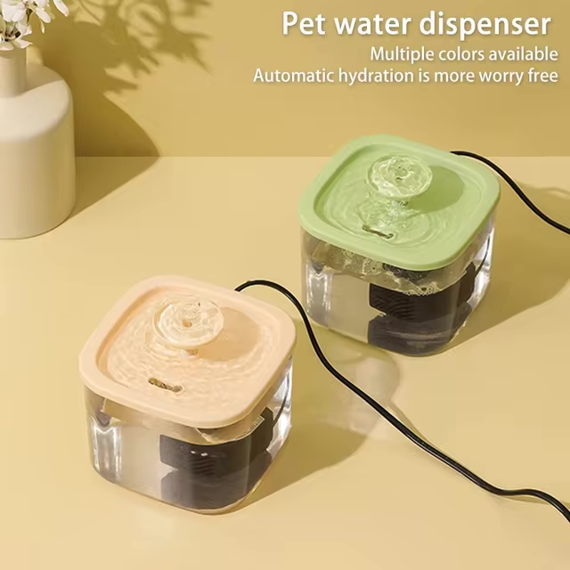 Automatic Pet Water Fountain – Transparent Design with Soft Flow
