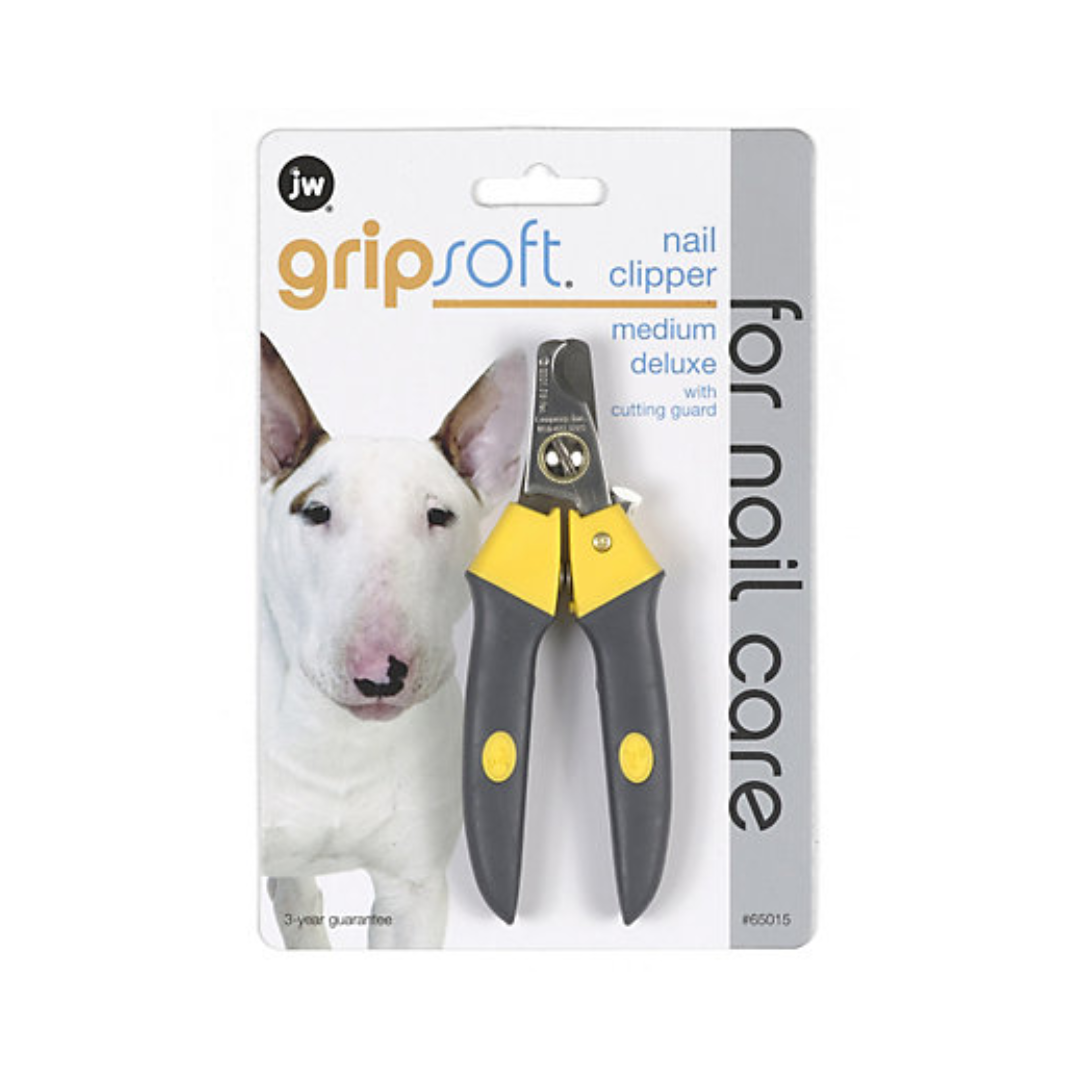 JW GripSoft Nail Clipper for Dogs – Medium Deluxe with Cutting Guard