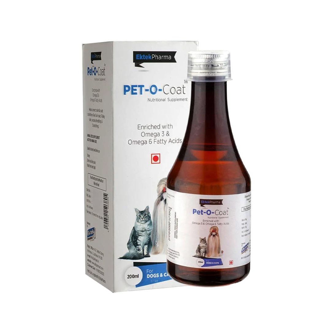 Ektek Pharma Pet-O-Coat Nutritional Supplement for Dogs & Cats – 200 ml