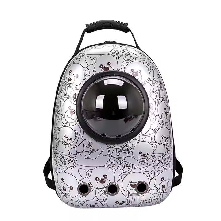 Teddy Bear Print Pet Carrier Backpack with Bubble Window