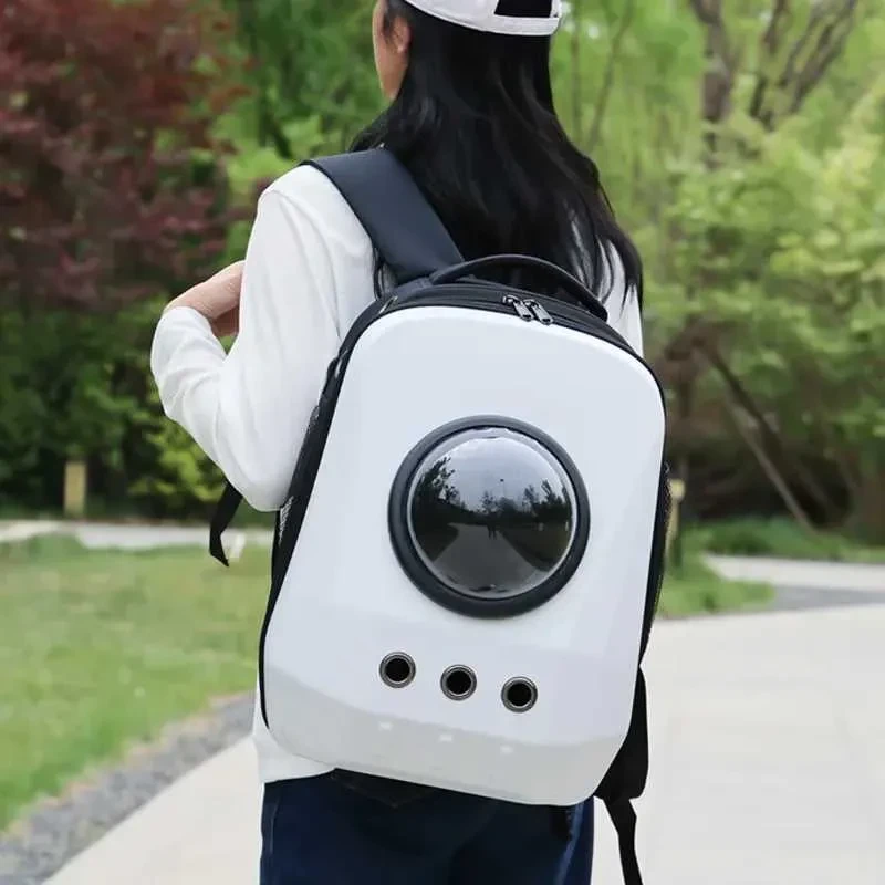 White Capsule-Shaped Pet Carrier Backpack