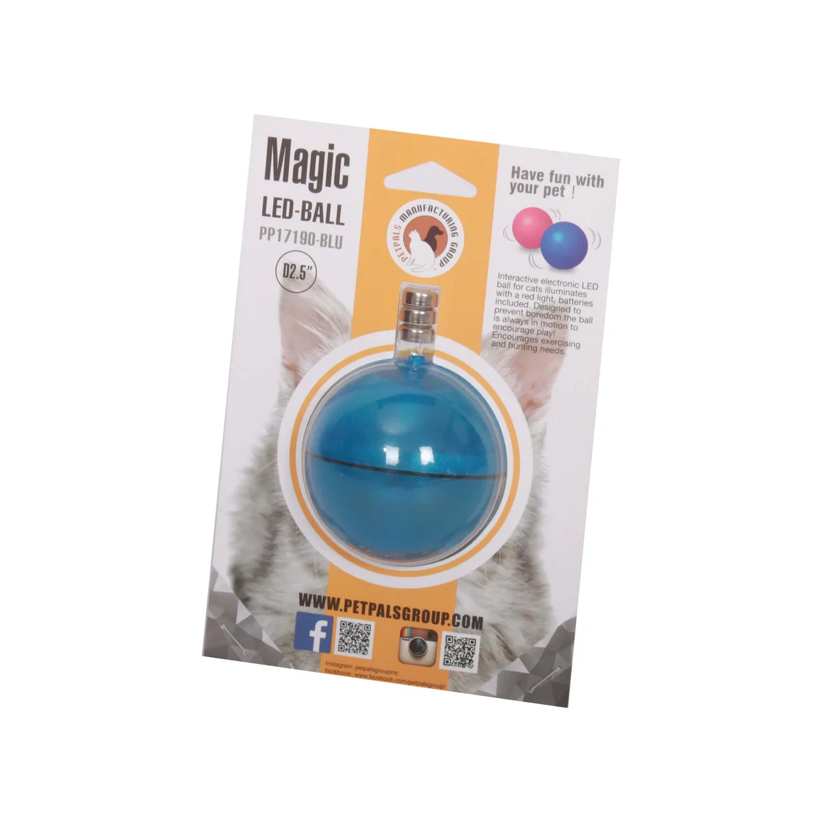 PetPals Magic LED-Ball – Interactive LED Cat Toy (Blue)