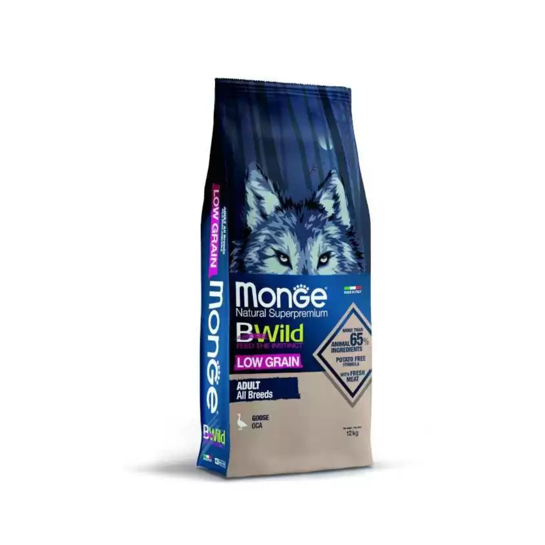 Monge Bwild Low Grain All Breeds Adult Dog Goose – 12 kg