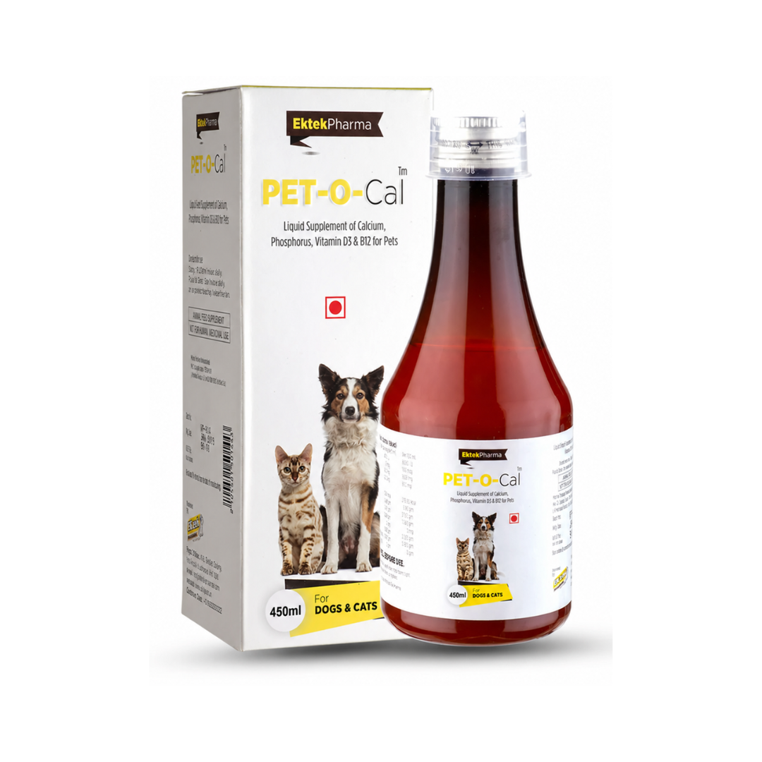 Ektek Pharma Pet-O-Cal Calcium Supplement for Dogs & Cats – 450 ml