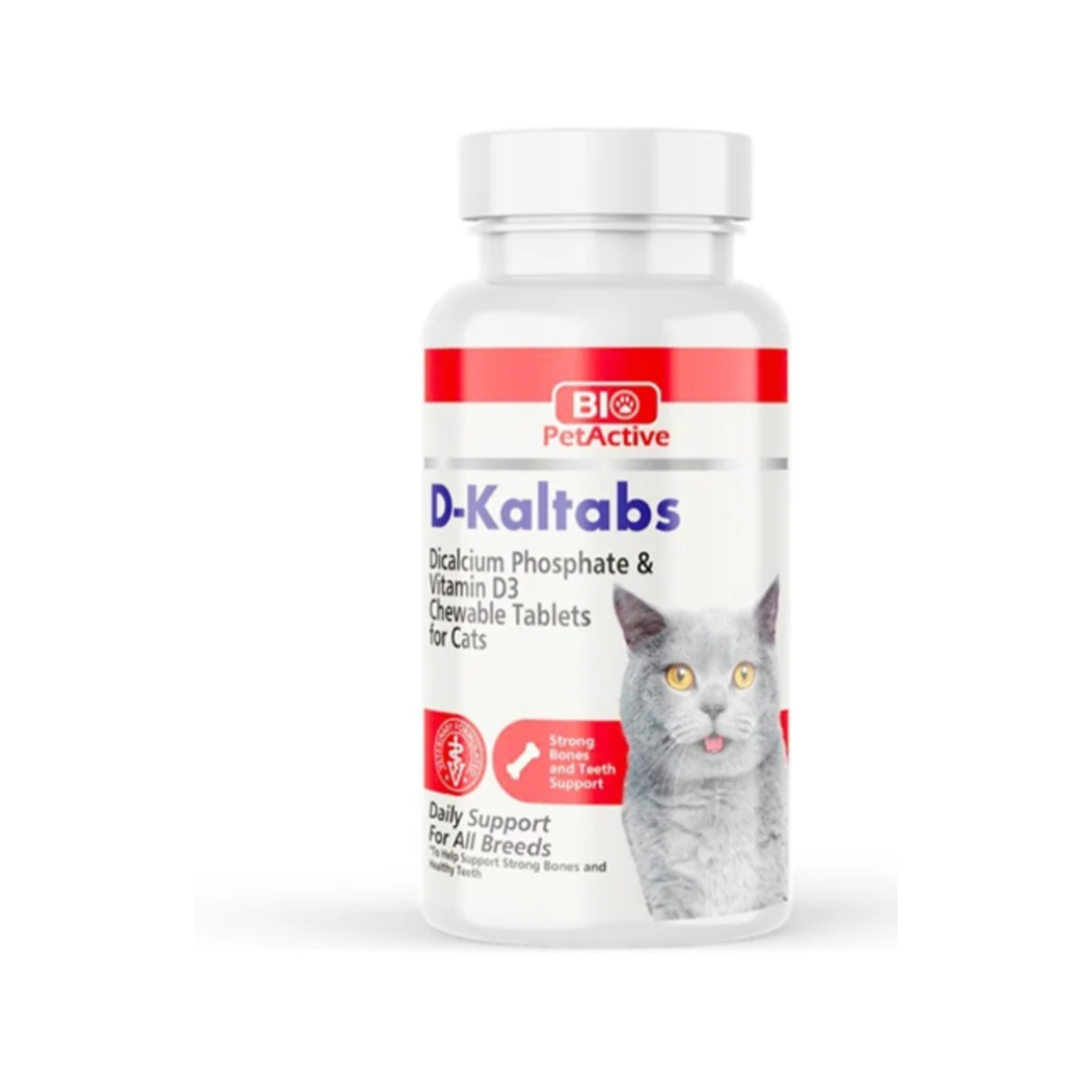 Bio PetActive D-Kaltabs – Dicalcium Phosphate & Vitamin D3 Chewable Tablets for Cats
