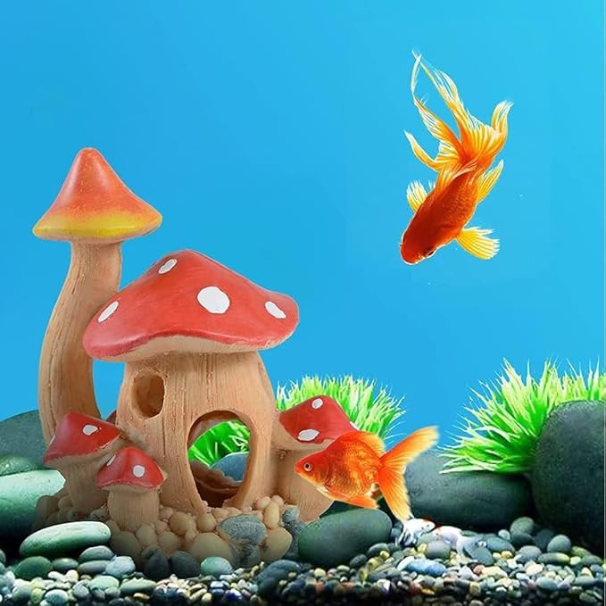 Mushroom House Aquarium Ornament