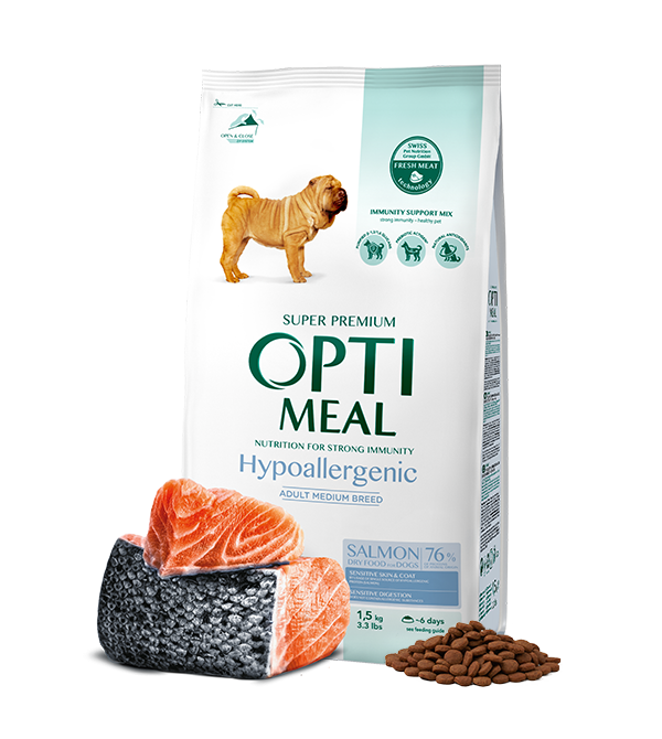 Optimeal Hypoallergenic Dry Dog Food For Adult Dogs Of Medium Breeds – SALMON