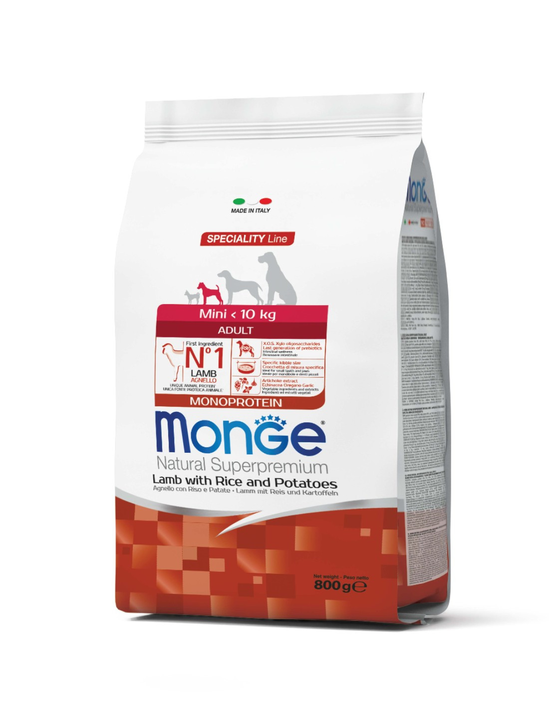 Monge Natural Superpremium Mini Adult Monoprotein Lamb with Rice and Potatoes – 800gm