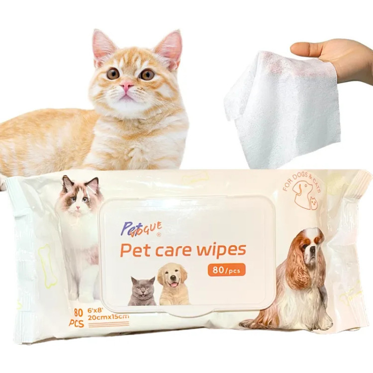 Petque Pet Care Wipes for Dogs & Cats – Hypoallergenic, Alcohol-Free (80 pcs)