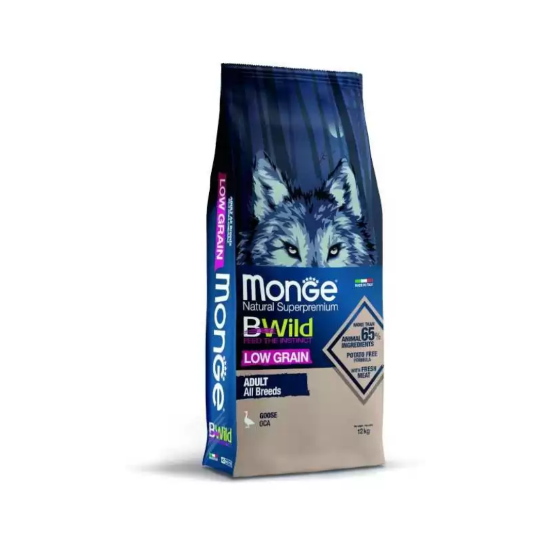 Monge Bwild Low Grain All Breeds Adult Dog Goose – 12 kg