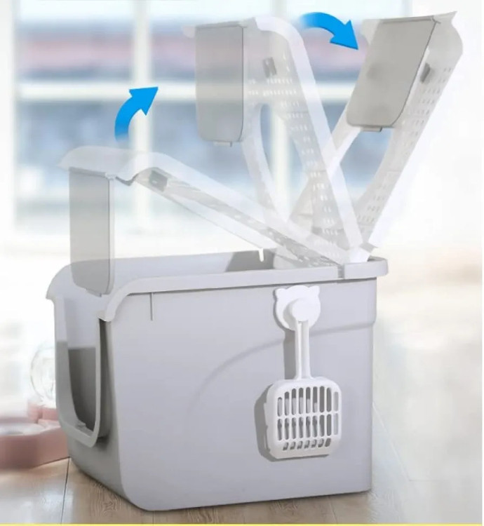 Multi-Functional Cat Litter Box with Top Entry and Front Access