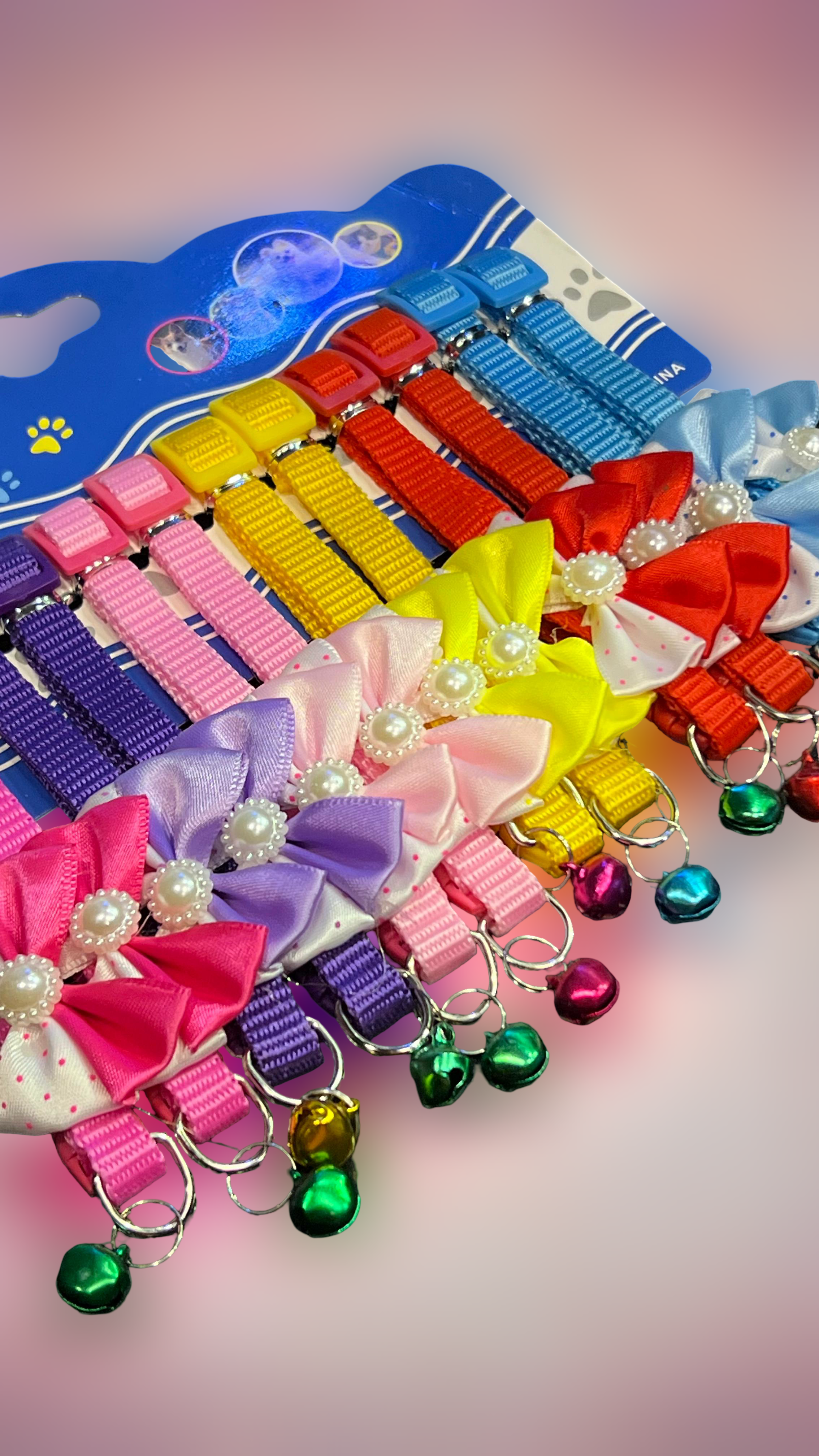 RAGHAD Adjustable Cat Collar with Bow & Bell