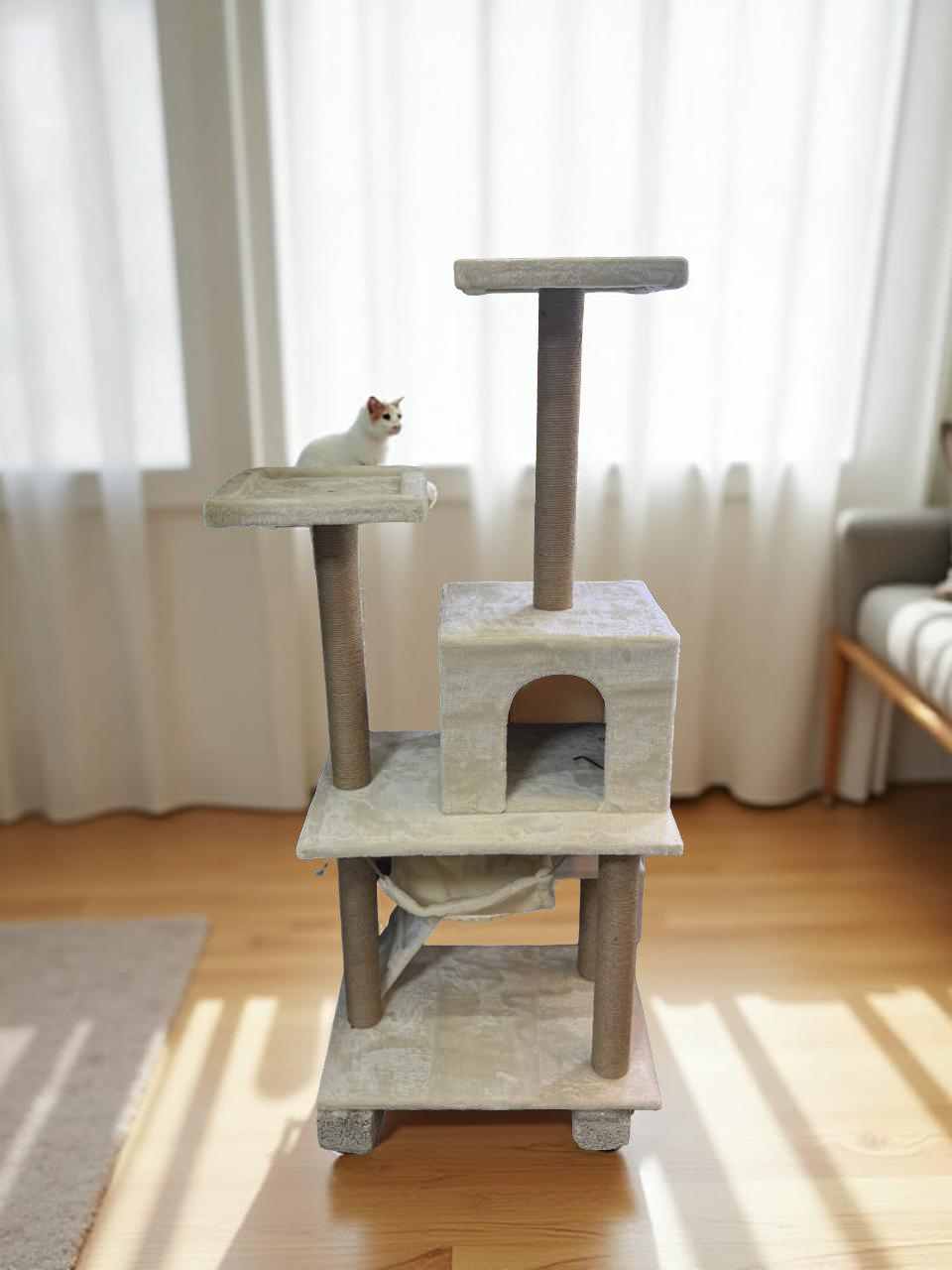 Multi-Level Cat Tree Tower with Scratching Posts & Cozy Hideaway