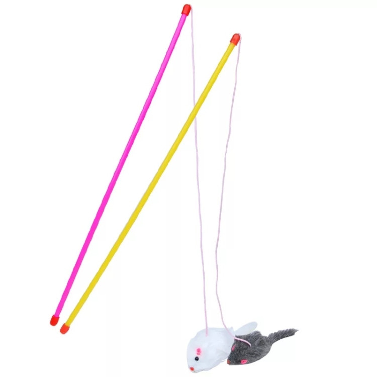 Mouse Teaser Wand with Bell for Cats