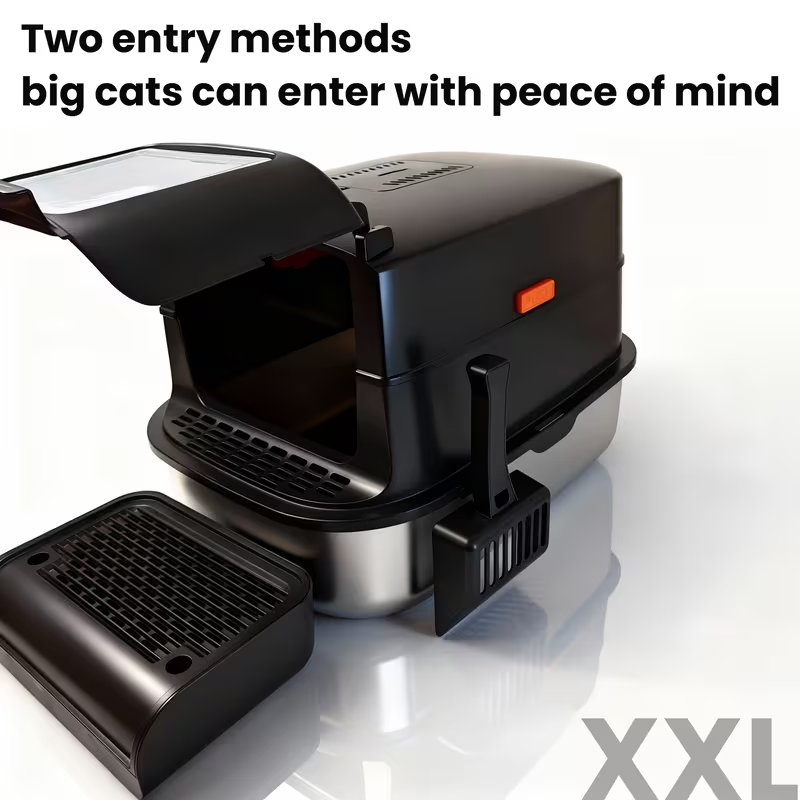 XXL Enclosed Stainless Steel Cat Litter Box