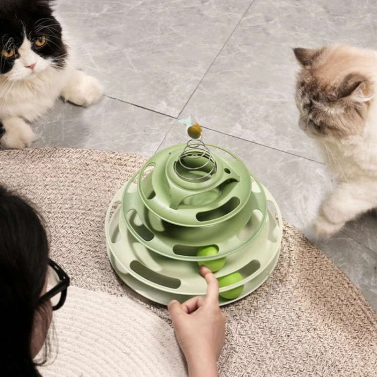 Multi-Layer Cat Track Toy with Spring Star Topper