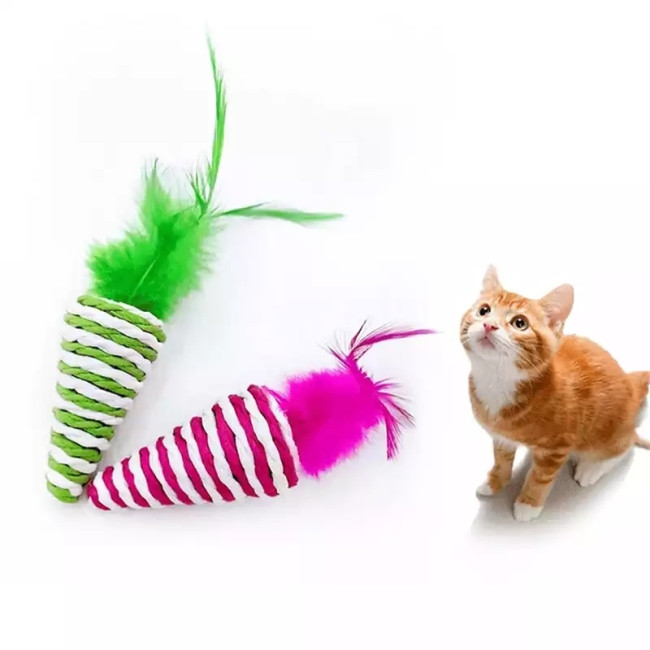 Sisal Scratching Toy with Feather Tail